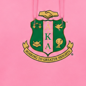 Wholesale <b>Pink</b> <b>Hoodie</b> with Classic Greek Letter Embroidery Soft Cotton Blend Fleece <b>Womens</b> Casual Hooded - Product Image 6