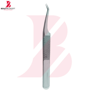 Juego de 4 Pinzas para Pestañas Plateadas Personalizadas, Pinzas de Acero Inoxidable de Grado Quirúrgico con Punta de Fibra para Extensiones de Pestañas de Volumen - Product Image 3