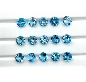 Topacio Azul Suizo Natural, Corte Redondo, Lote de Gemas Sueltas al por Mayor, Piedra Facetada para Joyería - Product Image 1