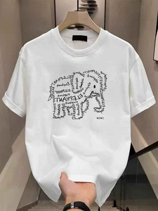 Camiseta de Algodón Blanca para Hombre con Estampado de Letras y Diseño de Calavera, Cuello Redondo, Manga Corta, Corte Regular Informal, Tejido de Punto Transpirable - Product Image 6