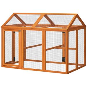 Recinto per Polli in Legno Arancione 4.6FT X 2.8FT Design Combinabile con Posatoi Gabbie per Animali - Product Image 1