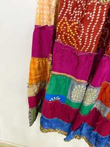 Handmade Silk <b>Skirt</b>, Long Patchwork <b>Skirt</b>, Indian Maxi <b>Skirt</b>, <b>Boho</b> Tiered <b>Skirt</b>, <b>Skirt</b>, Elastic Waist <b>Skirt</b>, Gift For Her - Product Image 2