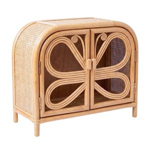Hot Selling Handmade Rattan Doll Storage Cabinet Doll Armoire Butterfly Scroll Doors Wholesale Handmade <b>Miniature</b> Wardrobe - Product Image 2