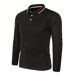 Polo à manches longues pour un style décontracté, style rétro, polo à manches longues pour homme - Product Image 3
