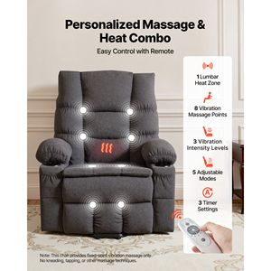 Sillón Reclinable Eléctrico con Elevación Asistida, Tapizado en Chenilla, Grande, con Calefacción y Masaje para Personas Mayores, Ajuste de Posición Infinito, USB - Product Image 4