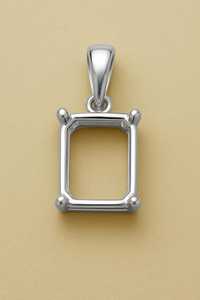Support de pendentif octogonal en argent sterling 925, 8x10mm, semi-monture pour pierre précieuse solitaire, bijoux fins - Product Image 3