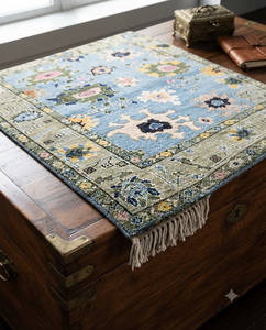 Alfombra Turca Oushak de Lana con Patrón Floral Anudada a Mano, Alfombra Premium Hecha a Mano por Fabricante - Product Image 5