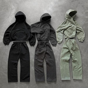 Conjunto Deportivo para Hombre, Sudadera Holgada con Hombros Caídos y Pantalones Deportivos de Felpa de Algodón Grueso - Product Image 2