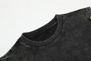 เสื้อยืดสไตล์วินเทจทรงโอเวอร์ไซส์ ล้างสีแบบแอซิดวอช สตรีทแวร์ แต่งดีเทลขาดๆ แบบคัสตอม ผ้าเจอร์ซีย์คอตตอน 100% ไซส์พลัส ใส่ได้ทุกวัน เสื้อยืดผู้ชาย - Product Image 5