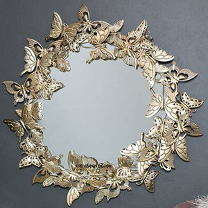 Espejo de Pared Decorativo Hecho a Mano, Clásico, Único, Elegante, de Metal Dorado con Acabado Antiguo, Marco de Espejo Moderno y Elegante - Product Image 1