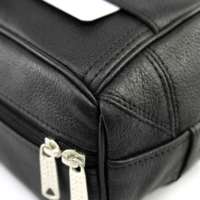 Sac de toilette en cuir noir de haute qualité Royal Leather Works, double compartiment à fermeture éclair, poche avant, pour les sports d'hiver en plein air