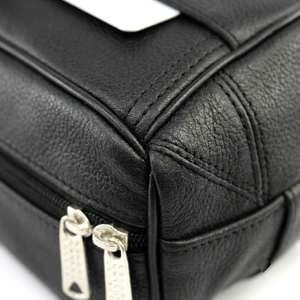 Royal Leather Works High Quality Black Leather Toiletry Bag Dual Zipper Compartments Front Pocket for Winter Outdoor Sports Use - Product Image 4
