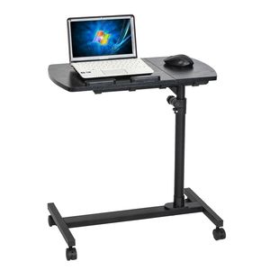Scrivania per Computer Multifunzionale a Quattro Ruote con Superficie Piana Sollevabile, Colore Nero - Product Image 1