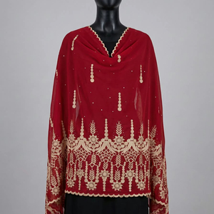 Voile de coton blanc long brodé de strass, style Dubaï, respirant, de haute qualité, pour femmes musulmanes africaines, idéal pour l'été - Product Image 1