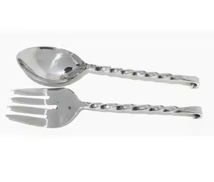 Stylish Metal Salad <b>Serving</b> Set <b>Spoon</b> Fork for Modern Home and Hotel Dining Presentation - Product Image 6