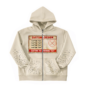 Sweat à capuche d'hiver pour homme, personnalisable, 100% coton molletonné épais, pour impression DTG, modèle populaire à fermeture éclair - Product Image 1