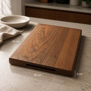 Planche à découper rustique artisanale en noyer et érable 20x13x1,5 po, rectangulaire, antidérapante, essentielle pour la cuisine - Product Image 3