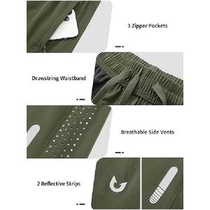 Shorts de course athlétiques pour hommes à séchage rapide, taille mi-haute avec cordon de serrage, légers, respirants, en coton, pour la gym et l'entraînement - Product Image 4