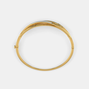 Brazalete de Oro con Diseño de Hoja Esculpida y Diamantes Redondos Cultivados en Laboratorio - Product Image 2