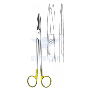 Ciseaux McIndoe 19 cm / 7-1/2 po droits pour cartilage, bords extérieurs semi-affûtés, TC Gold, professionnels, chirurgicaux, médicaux - Product Image 1