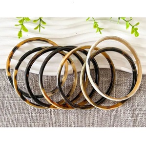 Black White Marbled Natural Buffalo Horn Bangles Set Polished Cow Horn Cuff <b>Bracelets</b> Handmade Real Touch Antique Imitation Bulk - Product Image 1