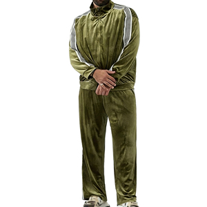 <b>Men</b> Winter Breathable <b>Velour</b> Printed 2-Piece Full-Zip Hooded Jogging <b>Tracksuit</b> with Contrast Sleeves 380g Sportswear - Product Image 6
