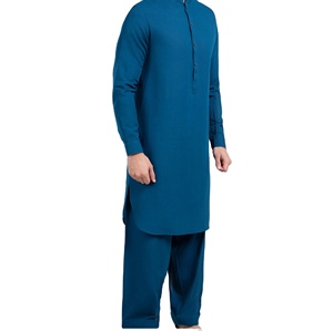 Traditional Ethnic Breathable <b>Men</b> Plain Blank Kameez Shalwar Outdoor Wedding <b>Dress</b> Solid Color Collar Style Salwar Kameez Suits - Product Image 1