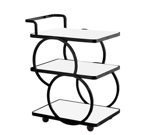 Chariot d'hôtel très demandé avec 3 étagères et 4 roulettes pivotantes, mobilier commercial durable au design contemporain - Product Image 4