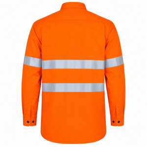 Camisa de Trabajo de Manga Larga Unisex 2026, Color Sólido, Transpirable, de Poliéster, Alta Visibilidad, Reflectante, con Bolsillos en el Pecho y Franjas de Seguridad - Product Image 2