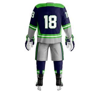 Ensemble de maillots de hockey sur glace personnalisés sublimés pour hommes, manches longues, évacuation de l'humidité, 100% polyester, impression du nom de l'équipe sur le devant, coupe régulière pour adultes - Product Image 2