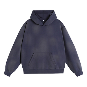 Sweat à capuche vintage délavé en gros, en stock, personnalisable, vierge, épais 400 g/m², pigmenté par pulvérisation, style streetwear - Product Image 5