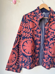 Handmade 100% Cotton Velvet Suzani Kimono Jacket | Autumn Winter Breathable Eco-Friendly Quilted Quick Dry O-Neck <b>Boho</b> Design - Product Image 5