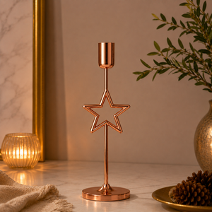 Candelabro de Metal con Diseño Exclusivo de Estrella de Cobre – Moderno Soporte Decorativo para Velas Cónicas, Centro de Mesa y Decoración del Hogar - Product Image 2