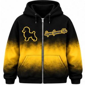 Conjunto Deportivo Personalizado Sigma Gamma Rho para Mujer, Sudadera con Capucha y Pantalones Jogger con Letras Griegas en Color Dorado y Negro, Estilo Casual y Deportivo - Product Image 6
