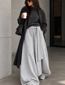 <b>Women</b>’s High Waist Wide Leg Sweatpants with Adjustable Wrap Tie Belt, Loose Fit Soft Fleece Lounge <b>Trousers</b>, Casual <b>Baggy</b> Street - Product Image 5