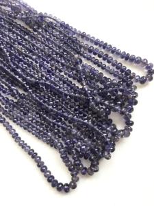 Perles d'iolite facettées en forme de rondelle, perles d'iolite de 16 pouces, perles d'iolite en forme de rondelle, perles en gros pour la fabrication de bijoux fins, pierres précieuses - Product Image 3