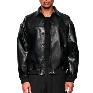 Factory Wholesale Windproof Color Blocking Loose Fit PU Leather <b>Jacket</b> for <b>Men</b> American Street Retro Style <b>Men's</b> <b>Jacket</b> - Product Image 2