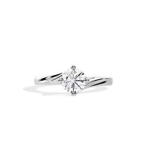 Bague de fiançailles classique en diamant rond, monture à griffes en or rose, bijoux fins pour femmes - Product Image 2
