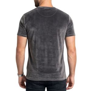 Ash Grey เสื้อกำมะหยี่ระบายอากาศได้ดีสำหรับผู้ชายเสื้อยืดแขนสั้นผ้ากำมะหยี่คอลูกเรือสัมผัสนุ่มแบบพรีเมี่ยม - Product Image 2