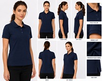Polo de Manga Corta Azul Marino para Mujer, Color Sólido, Algodón Supima, Ropa Casual