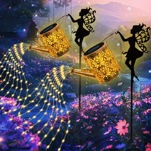 <b>Large</b> Outdoor Retro Metal LED Garden Decor Solar Powered Hanging <b>Lanterns</b> Waterproof Solar Watering Can Lights - Product Image 5