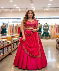 DESIGNER MALAI SATIN SEQUENCE AND THREAD EMBROIDERY WORK LEHENGA CHOLI WITH DUPATTA RANI lehenga choli bridal designer 82484 - Product Image 2