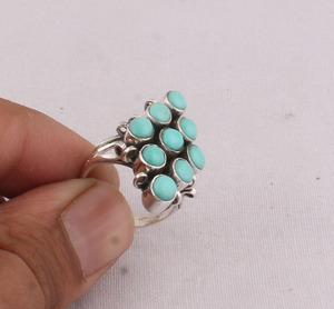 925 Sterling Silver Natural <b>Turquoise</b> <b>Ring</b> Handmade Blue Gemstone Jewelry Vintage Oval Cut Boho Band <b>Ring</b> Wholesale Jewelry - Product Image 2