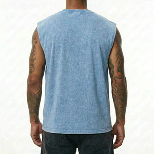 Camiseta sin mangas de alta gama con lavado mineral, etiqueta tejida personalizada y bajo MOQ, suministro de Sialkot - Product Image 3