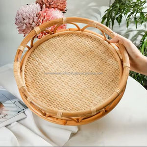 Fabricant de plateau de service en rotin naturel fait à la main Plateau alimentaire décoratif écologique Durable léger du Vietnam - Product Image 5