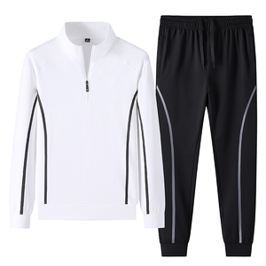 Wholesale Custom Logo Winter Breathable Vintage Men's Lightweight Front 2 in 1 Half <b>Zip</b> Sportswear Jogger Tracksuit Set - Product Image 1