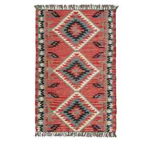 Alfombras Kilim de yute y lana tejidas a mano multicolor de diseño para sala de estar, dormitorio y estudio - Product Image 1