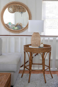 Table d'appoint ronde en rotin, chariot de rangement de cuisine, étagère à épices sur plateau roulant - Product Image 2