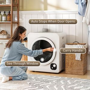 120V macchina asciugatrice portatile compatta bianca 1300W 3.3 Cu. Ft capacità con vasca in acciaio inox per l'asciugatura dei vestiti - Product Image 5