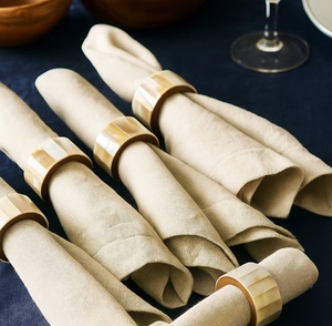 Anneaux de serviette faits main en nacre, 4,5 cm de large, forme anneau durable, décoration de table pour mariage - Product Image 1
